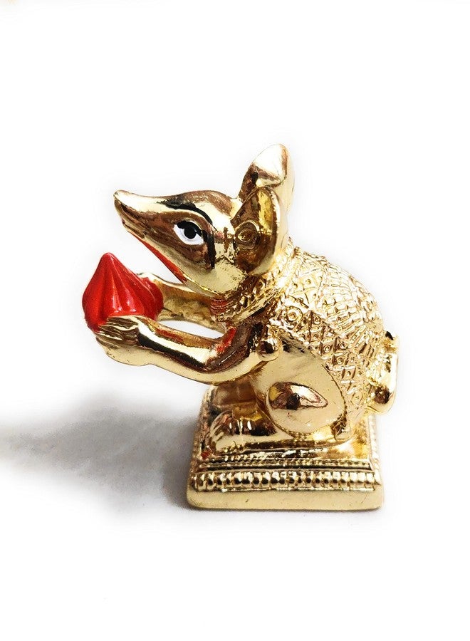 PUNYATVA Mushak Idol (معدن ذهبي) - Mooshak Vahan for Ganpati Bappa، Gauri Pujan، تمثال فأر Mushakraj، مجوهرات Ganesh Chaturthi، حلية Ganesh Ji، ملحقات تزيين المهرجانات - Image 2